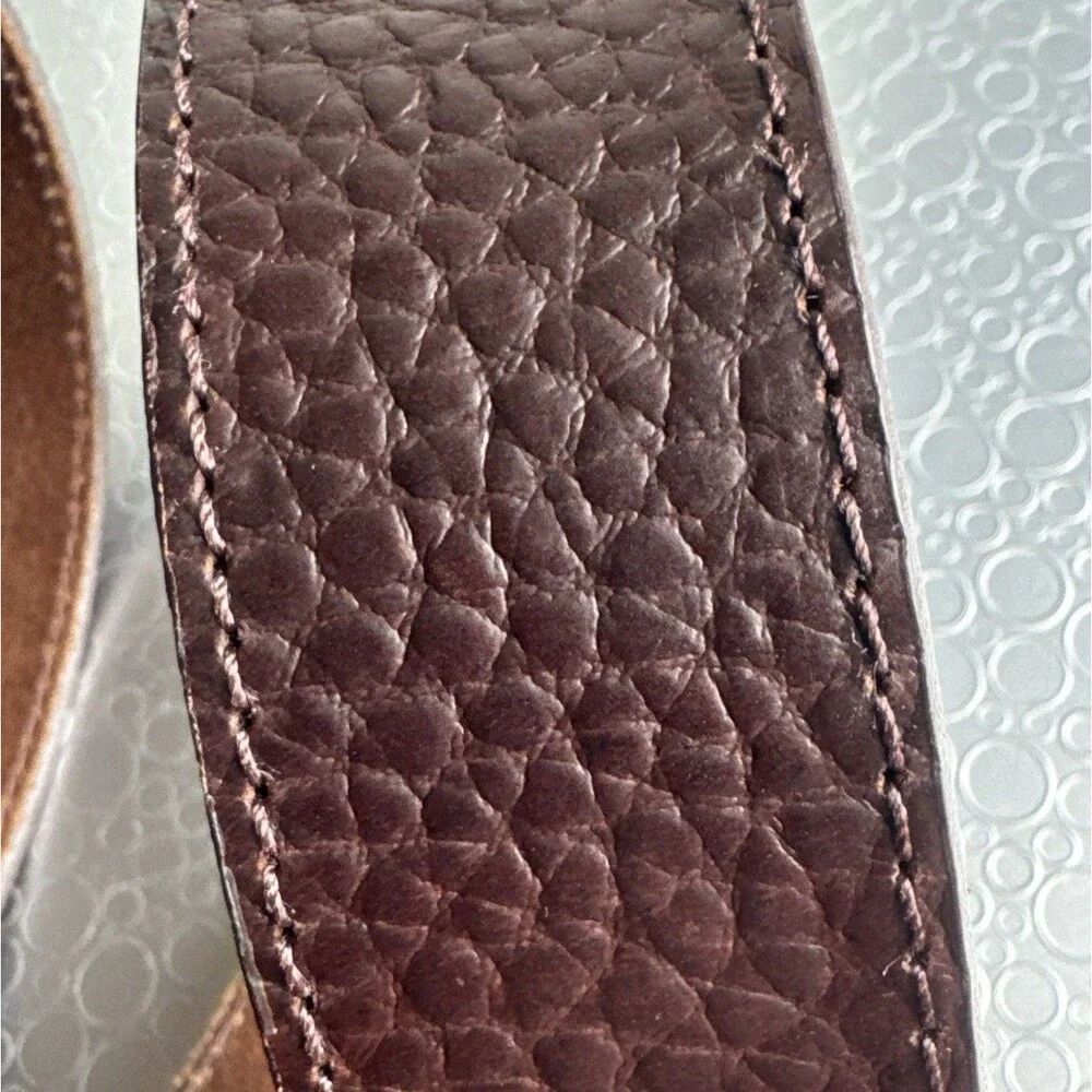 George Mens 46 Chocolate Grain Leather Belt Classic Big Tall Textured